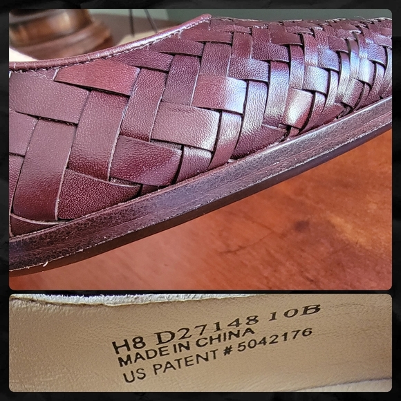 Cole Haan Mahogany Woven Leather 3.5"  Wood Stacked Heels Size 10B - Picture 15 of 16